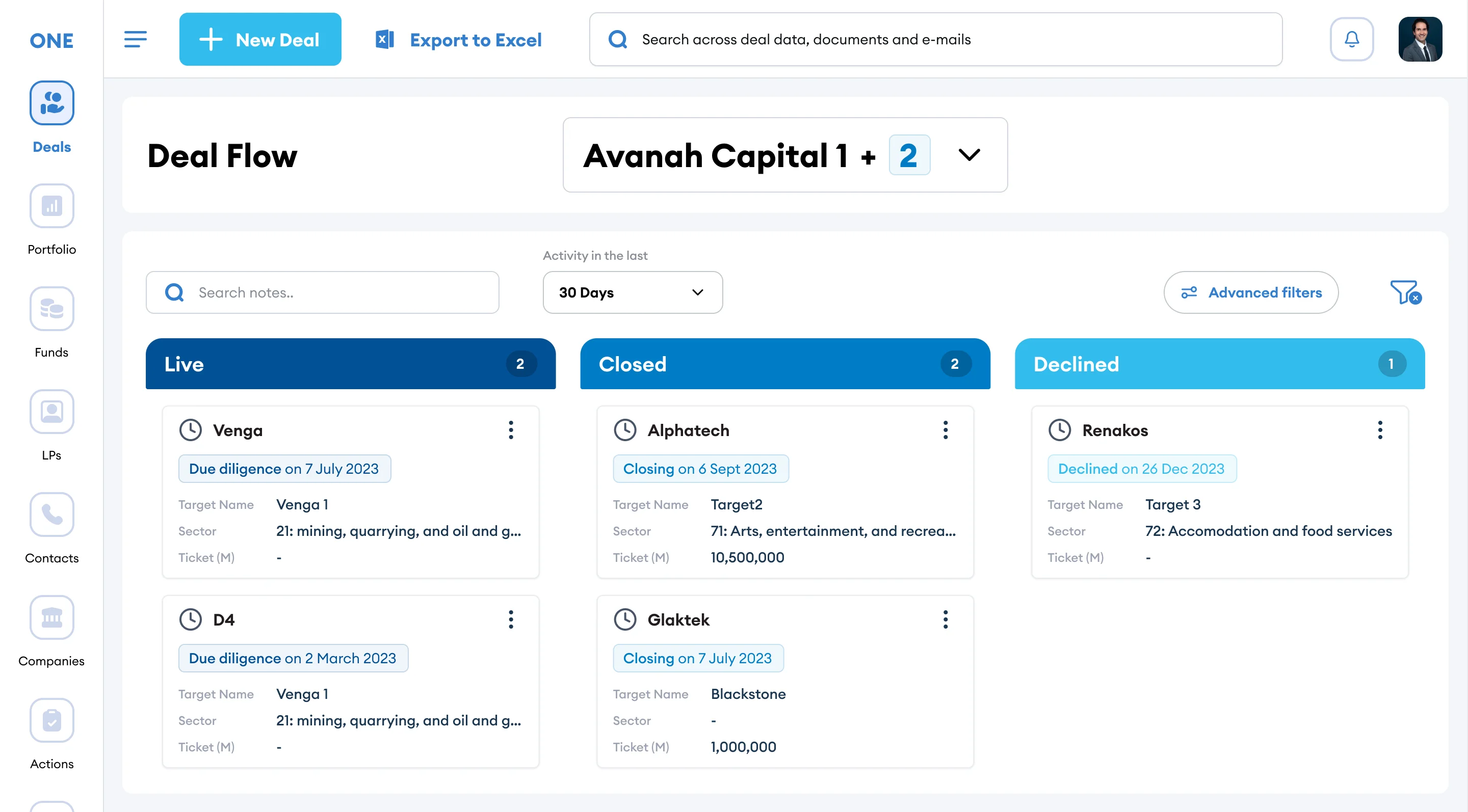 Deal Flow Status Screenshot